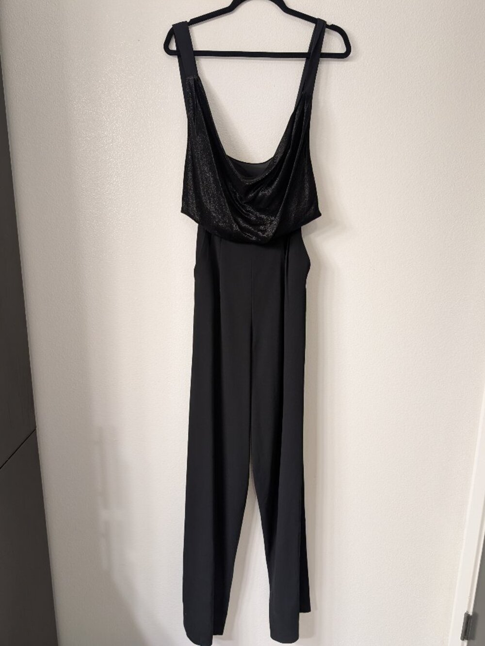 Alice + Olivia Black Wide Leg Jumpsuit Cowl Neck